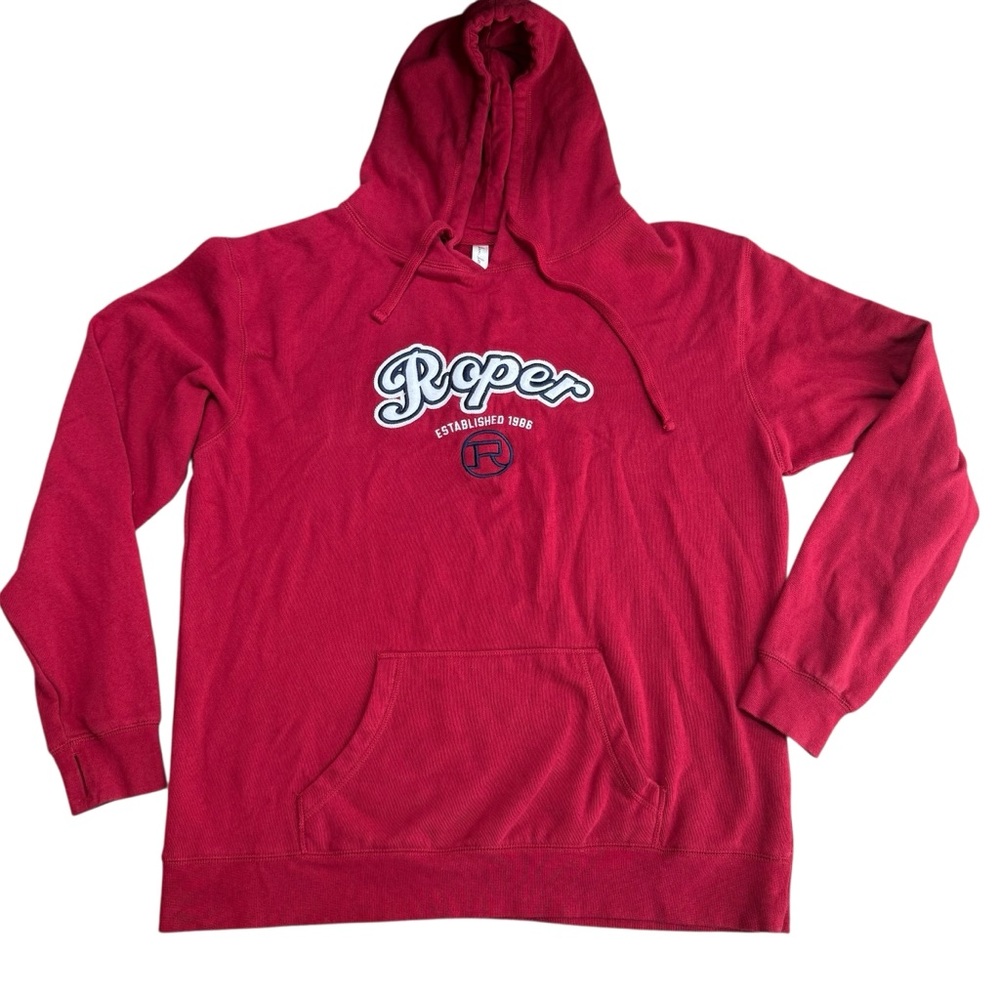 Roper Size XL‎ Logo Hoodie Sweatshirt Red Cowboy Rodeo Country Western Bonfire